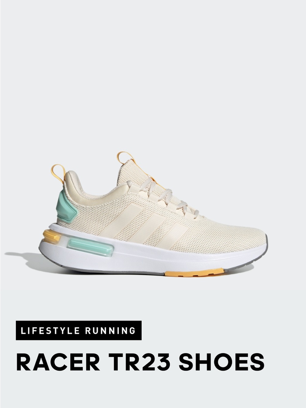 adidas Racer TR23 Sneakers in Cream with Mint & Yellow Accents